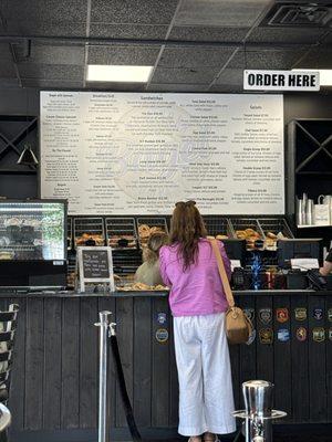 Menu and cashier desk