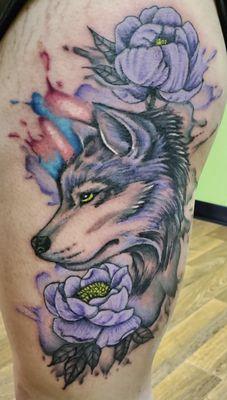 wolf watercolor tattoo