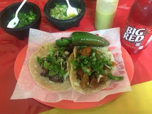 Barbacoa and Chicharron breakfast tacos