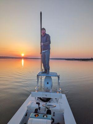 Boat control never an issue.... he's up top watching for fish and moving you into position for success