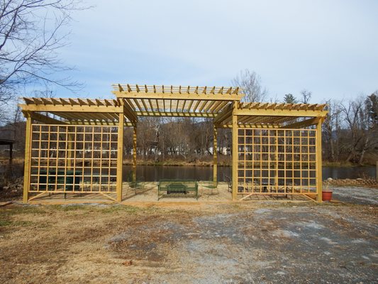 pergola on Watauga River with boat ramp