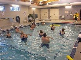 Aquatic classes are scheduled daily. Arthritis, Aqua Fit class, etc. Location: our warm, 89F therapy pool.