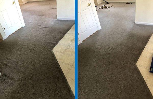 always re-stretch carpet before cleaning and it will put life back in your carpet