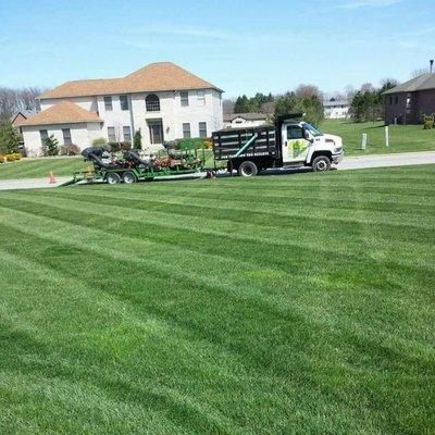 Lawn fertilization and mowing