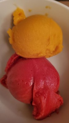 Housemade sorbet: mango / raspberry