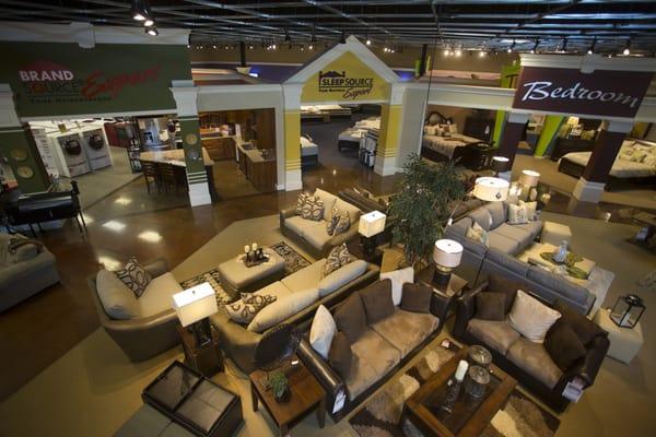 Showroom is 4800 sq ft full of living room furniture , dining sets, recliners, mattresses, & bedroom furniture.. We have every room covered.