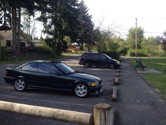 Parking lot for 9 cars.