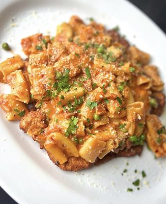 Spicy Rigatoni over Chicken Cutlet