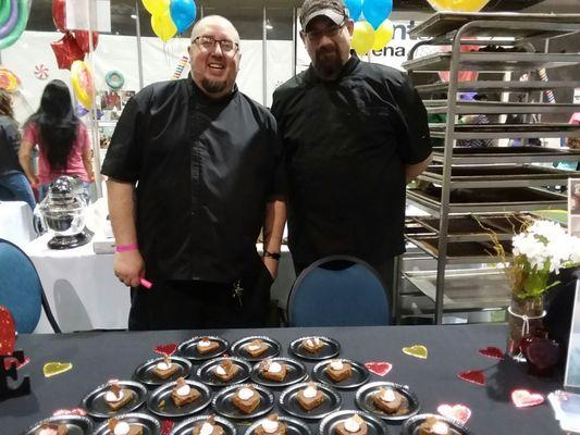 Bubba's Gourmet Burghers and Beers, Josh Horowitz (left), GM/Director of Catering, & a friend, selling Chipotle Gingerbread.