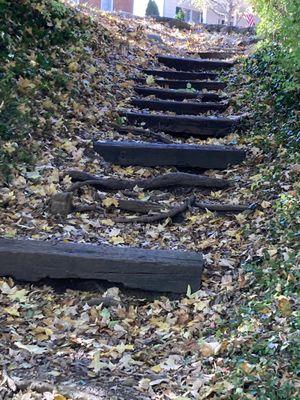 Steps up to street level from the Wilderness Road