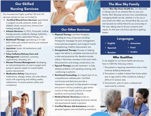 Blue Sky Home Health Brochure Page 2