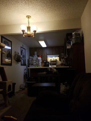 Looking into the kitchen from the livingroom