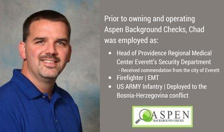 Chad L, proud owner of Aspen Background Checks.  Offering low cost background checks throughout the US.