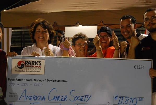 Park's makes a donation to American Cancer Society