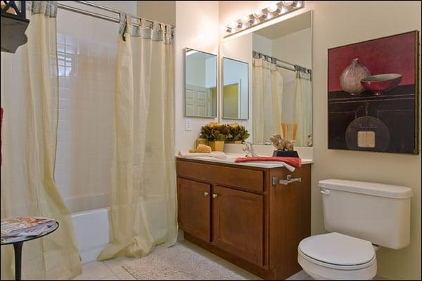 Our oversized bathrooms feature soaking tubs, great for relaxing.