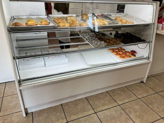 Display case of croissants