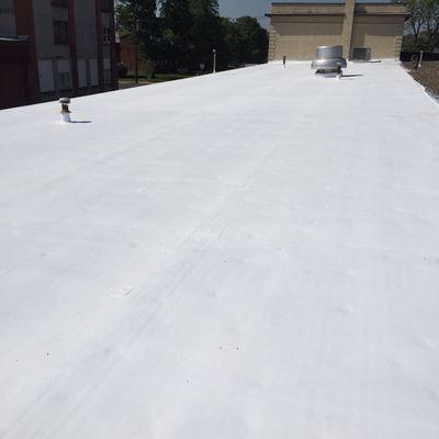 WHITE ELASTOMERIC ROOF COATING, REFLECT, PROTECT, PRESERVE.