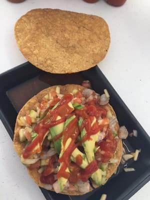 Tostada ceviche camaron