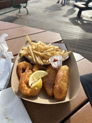 Fish and shrimp and fries