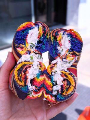 Unicorn bagel with tofu cream cheese