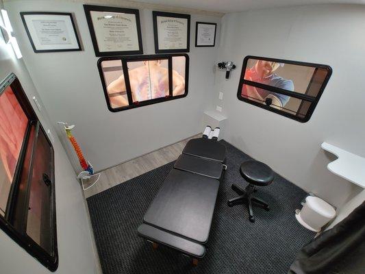 Our treatment space inside of our mobile clinic!