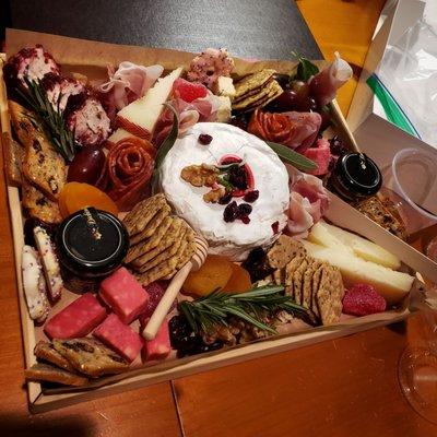 My first charcuterie board.  My favorite was the cranberry goat cheese.