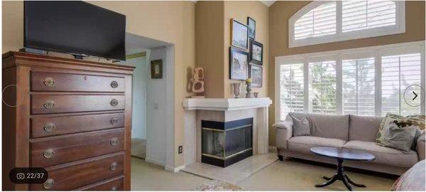 Master bedroom with fireplace.