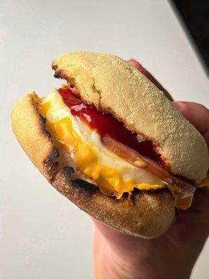 Egg McMuffin w/ ketchup