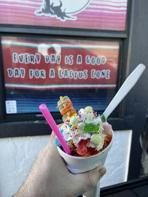 Tiger Blood Snow Cone with Candy Land topping