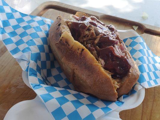 Pulled Pork with cherry  bomb bbq sauce and coleslaw