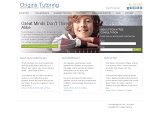 origins Tutoring website