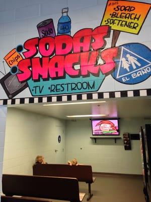 My boys loved the "kid area"... Got to sit comfortably and watch some Nick on their large wide screen.