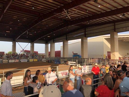 Southern end of the arena and a view of the Expo hall building which is air conditioned and has restrooms.