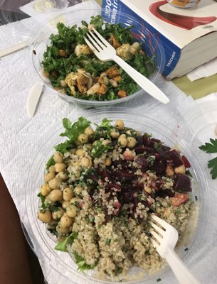 Back: curried cauliflower salad. Front: roasted beet & quinoa. Promise they taste better than they look.