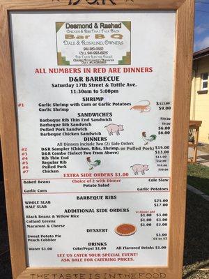 Updated shot of the menu as of Jan 2019