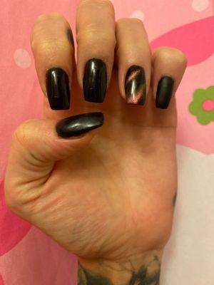 Dip powder nails and cat eye by Anne