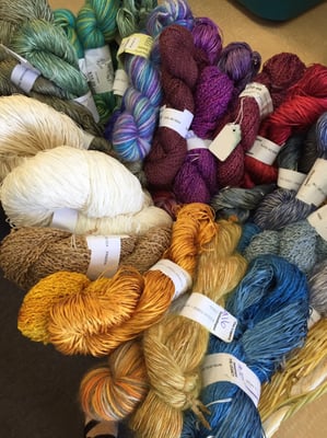 Gorgeous Alchemy yarns, silken straw!  Sometimes I find very exotic yarns, such as mink!