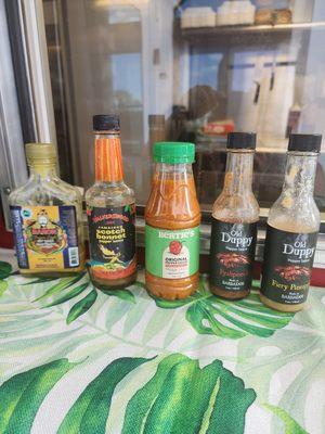 Looking for some heat??? We always have a unique lineup of hot sauces from throughout the Caribbean available.