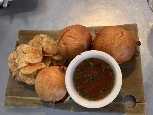 Sliders with dipping sauces