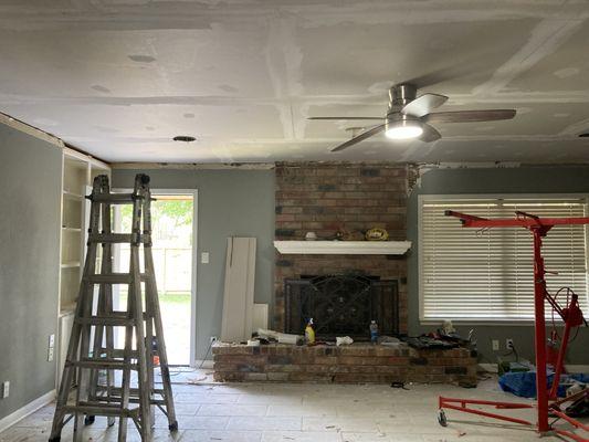 Replaced ceiling and light fixtures