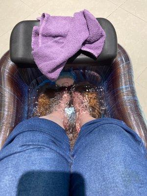 My feet in nice warm water- ahhhhh