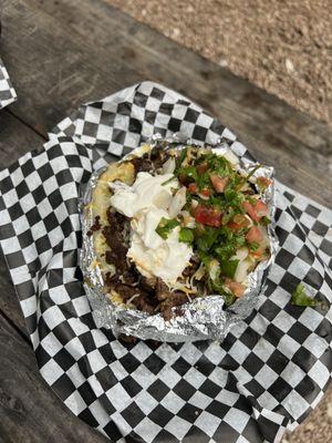 Carne asada loaded bake potato