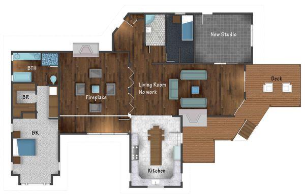 Single Family Home Addition : Proposed Floorplan Rendered