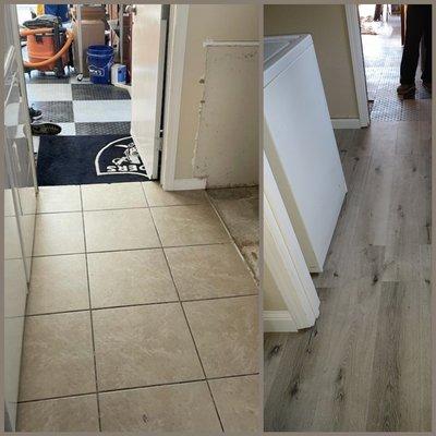 Tile Demo w LVT install.