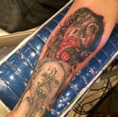 Custom horror movie theme  Tattoo done by Carey