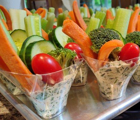 Fresh Veggie cups with Homemade Ranch or Spinach Dip