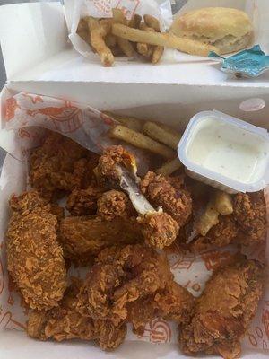 Ghost pepper wings with 1 side and a biscuit. Pretty good. Comes with 8 wings.