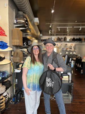 Cheryl & I in our new Fedora & Pork Pie hats