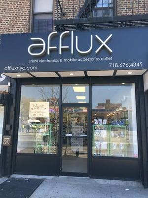 Outside Afflux store at Bath Ave, Brooklyn