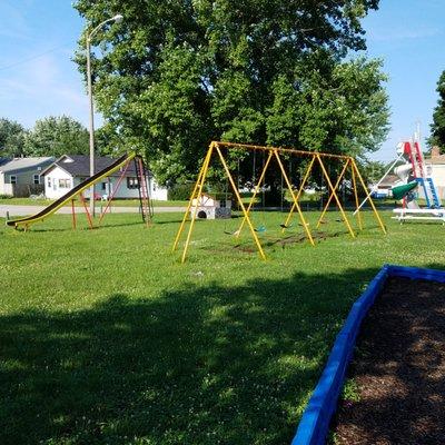 slide and swings